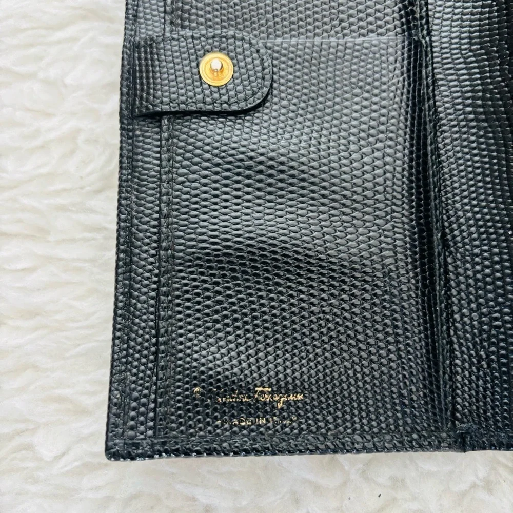 Ferragamo Black Grain Leather Women’s Long Wallet